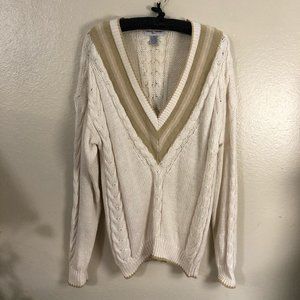 80s cable knit deep v sweater dress / tunic